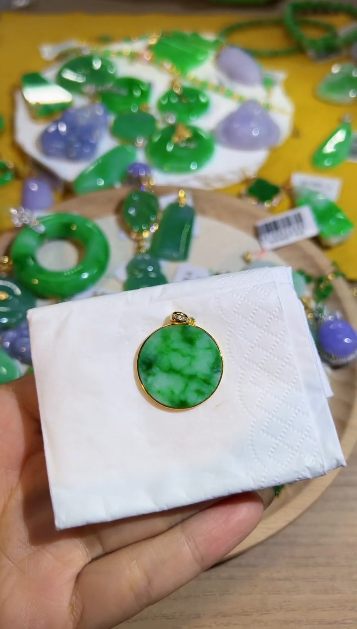 【闪购商品】翡翠颈饰银S925镶嵌Q缅料A货翡翠/支持复检/一件