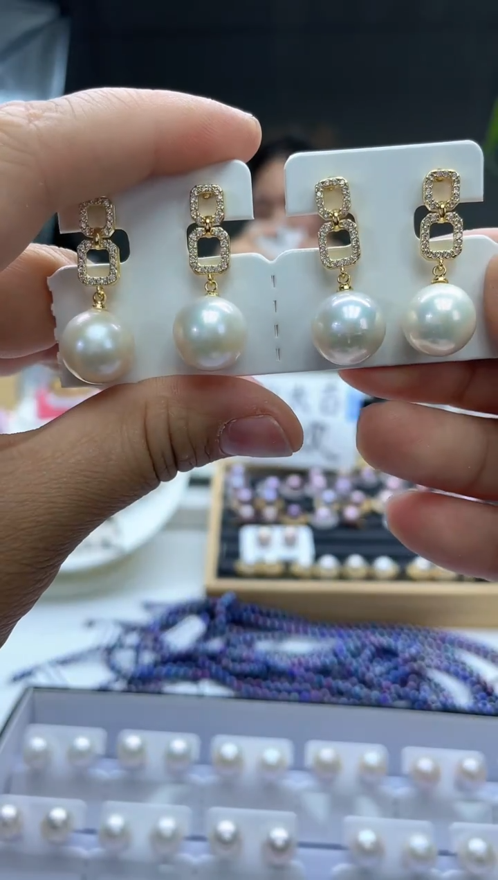 未镶嵌耳饰淡水珍珠白色系12mm(多样性发一）