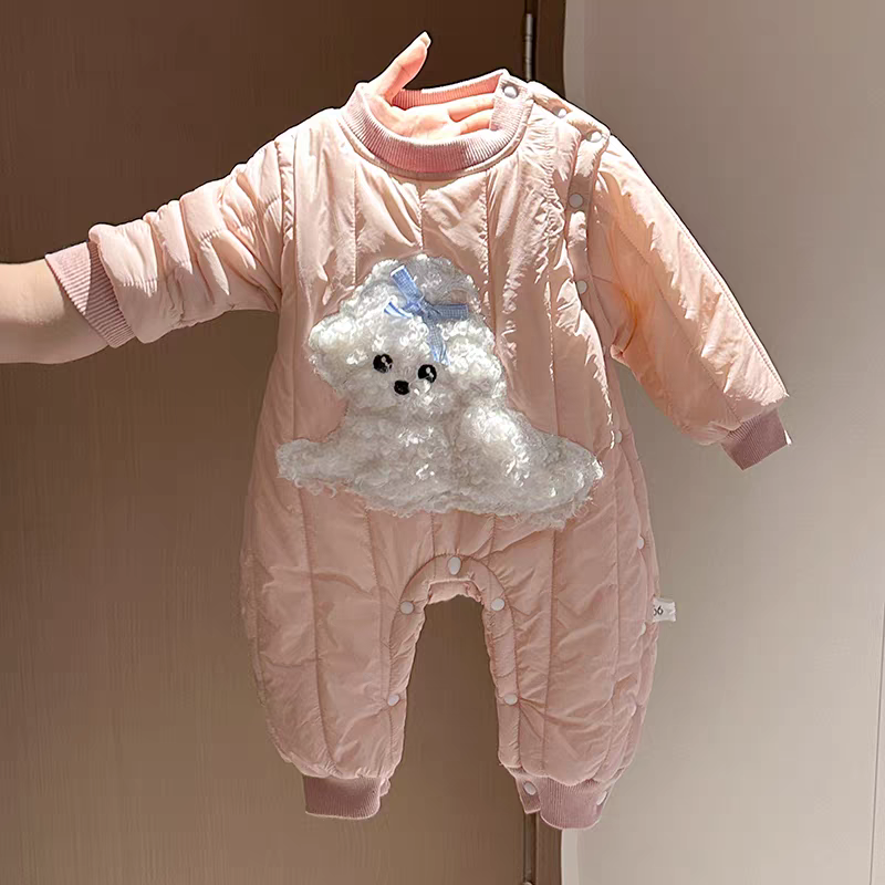 婴儿连体衣冬装夹棉包屁衣宝宝冬季外出棉服超萌加厚爬服洋气哈衣
