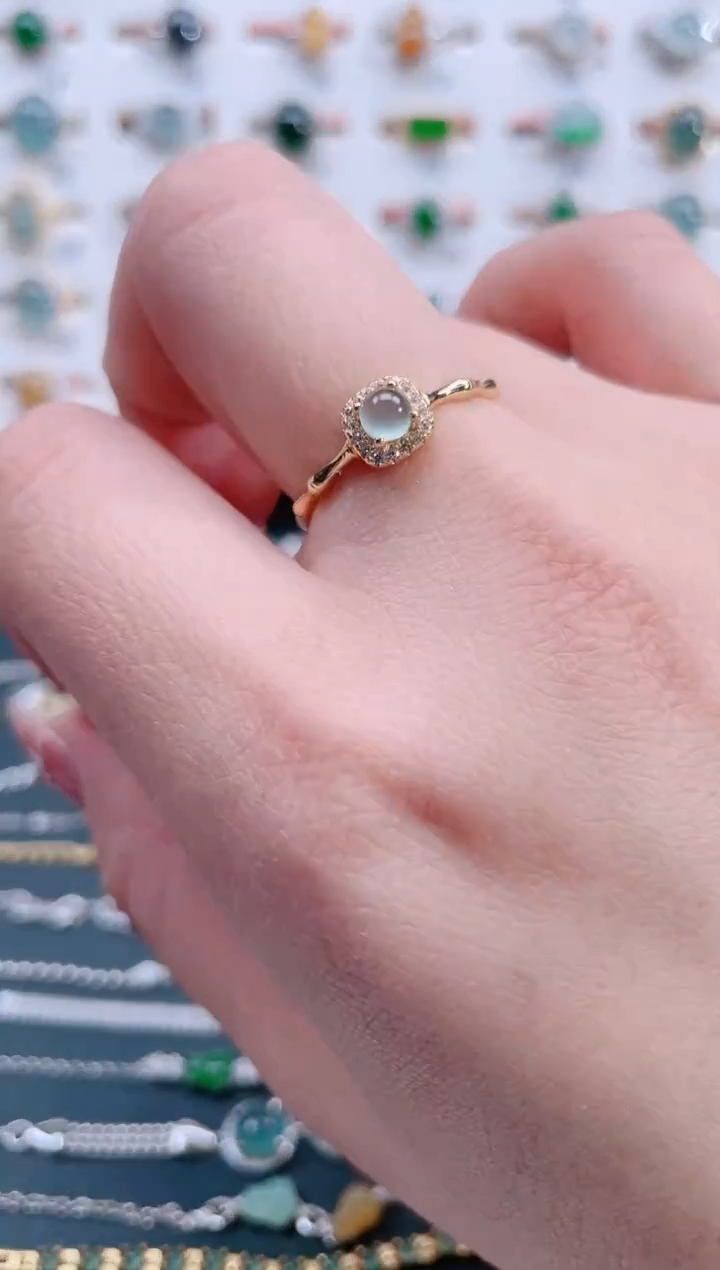 银S925镶嵌戒指翡翠天然翡翠