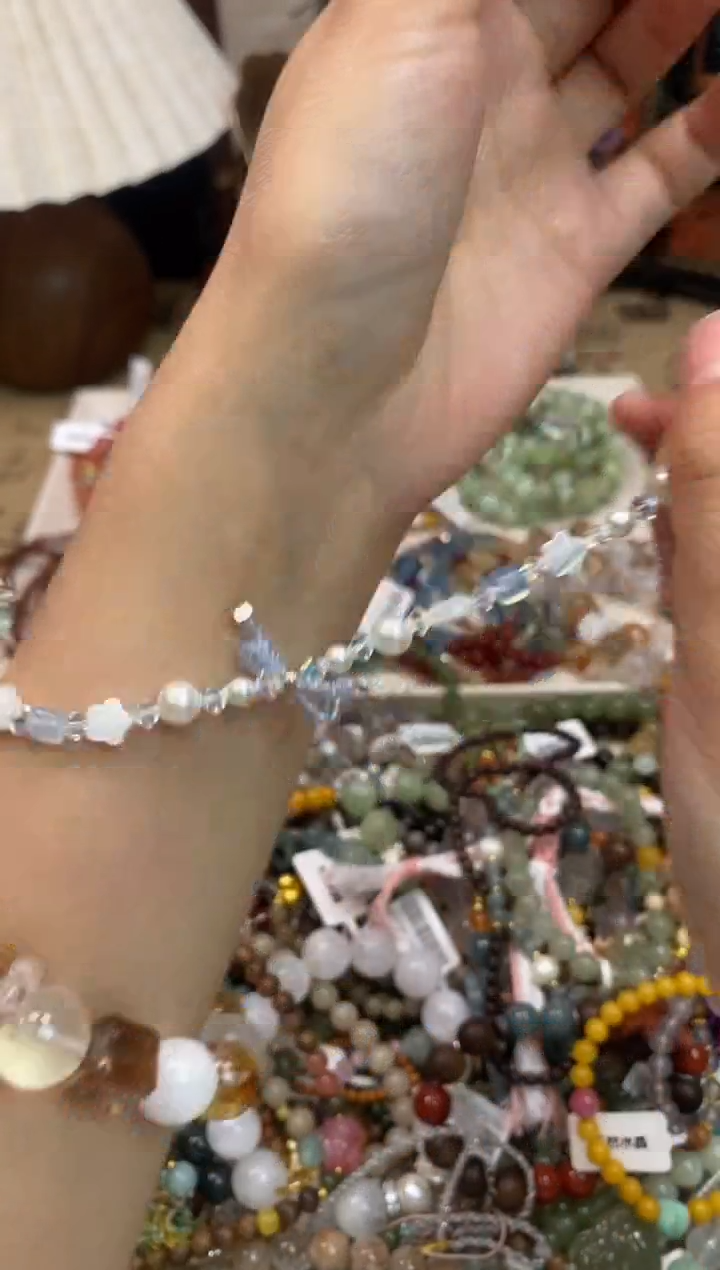 银S925镶嵌手链海蓝宝石458