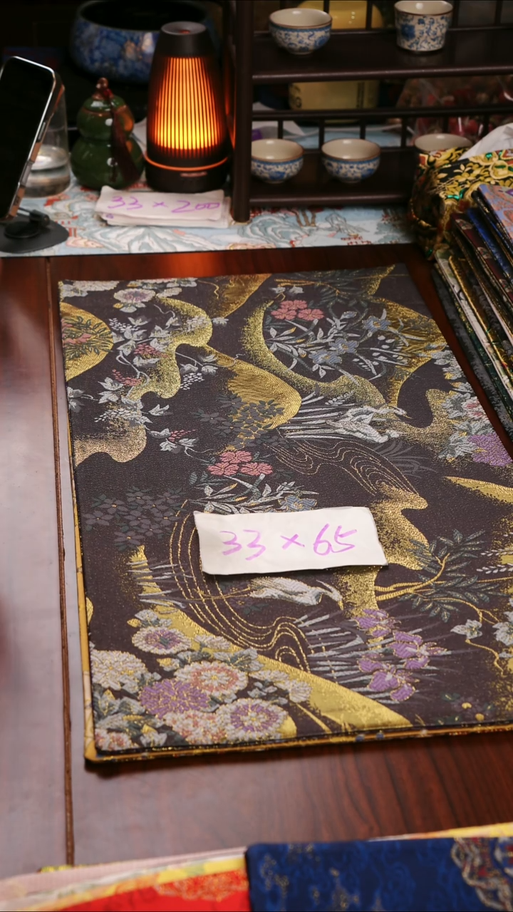 【西阵织金枝白鹭紫双面】中国风干泡织锦茶席33*65