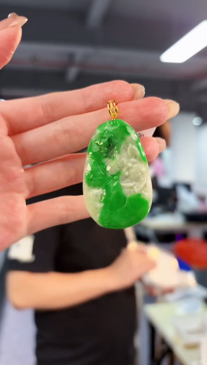 【闪购商品】翡翠颈饰18K金镶嵌缅料A货/支持复检/一件