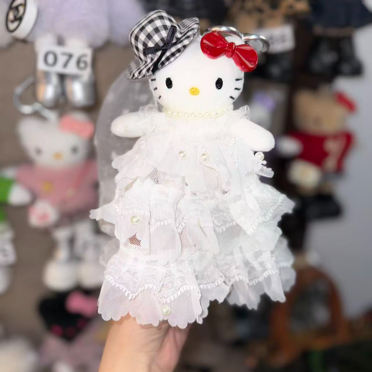 【婚纱款】时尚长腿kitty毛绒玩偶钥匙扣背包挂件礼物可爱