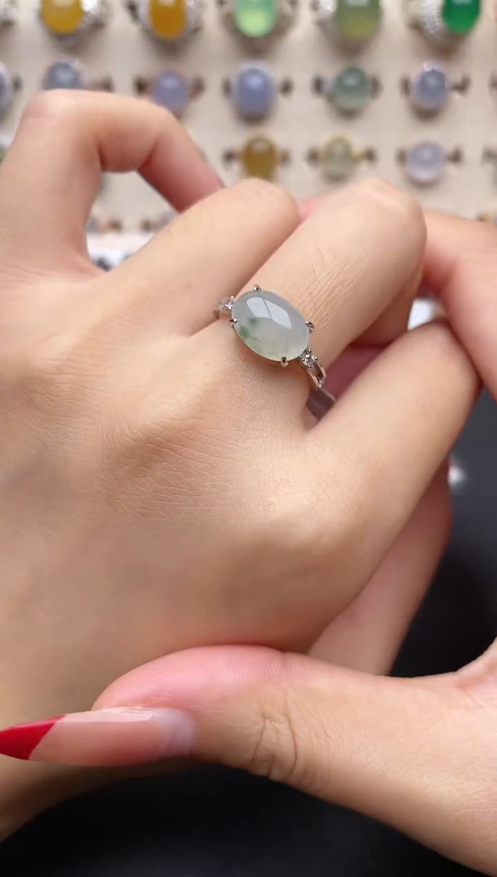 【闪购商品】翡翠戒指银S925镶嵌一物一证一礼盒