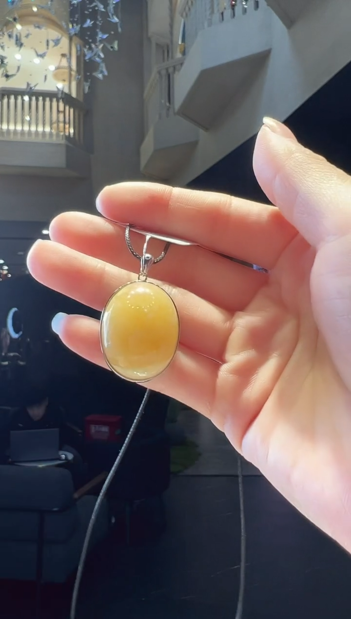 【闪购商品】蜜蜡项链银S925镶嵌55【】