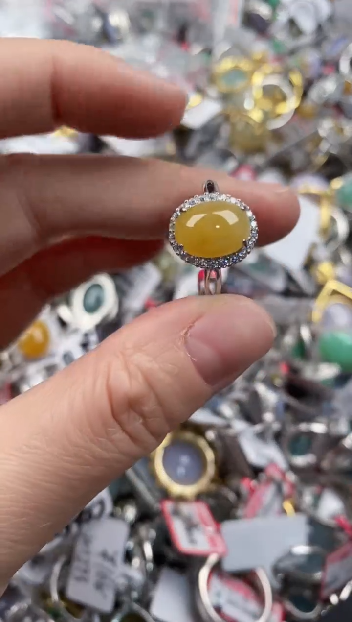 银S925镶嵌戒指翡翠444      10