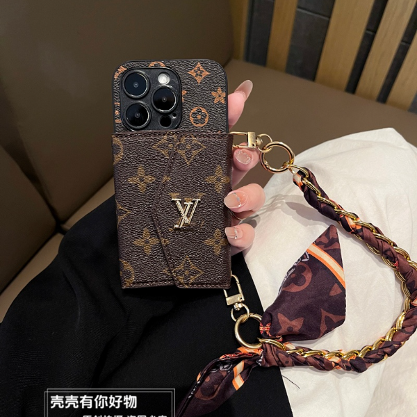适用苹果华为荣耀oppo/vivo小米手机壳老花纹卡包高级感手提斜挎