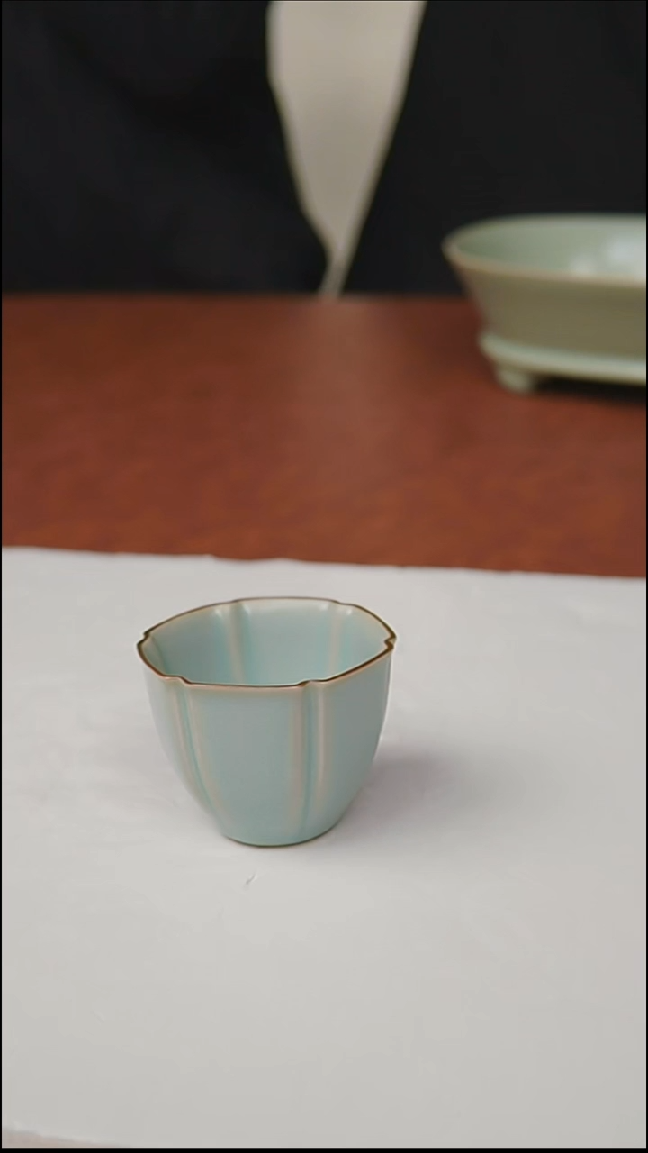 杯子瓷富山严选汝瓷，花口杯