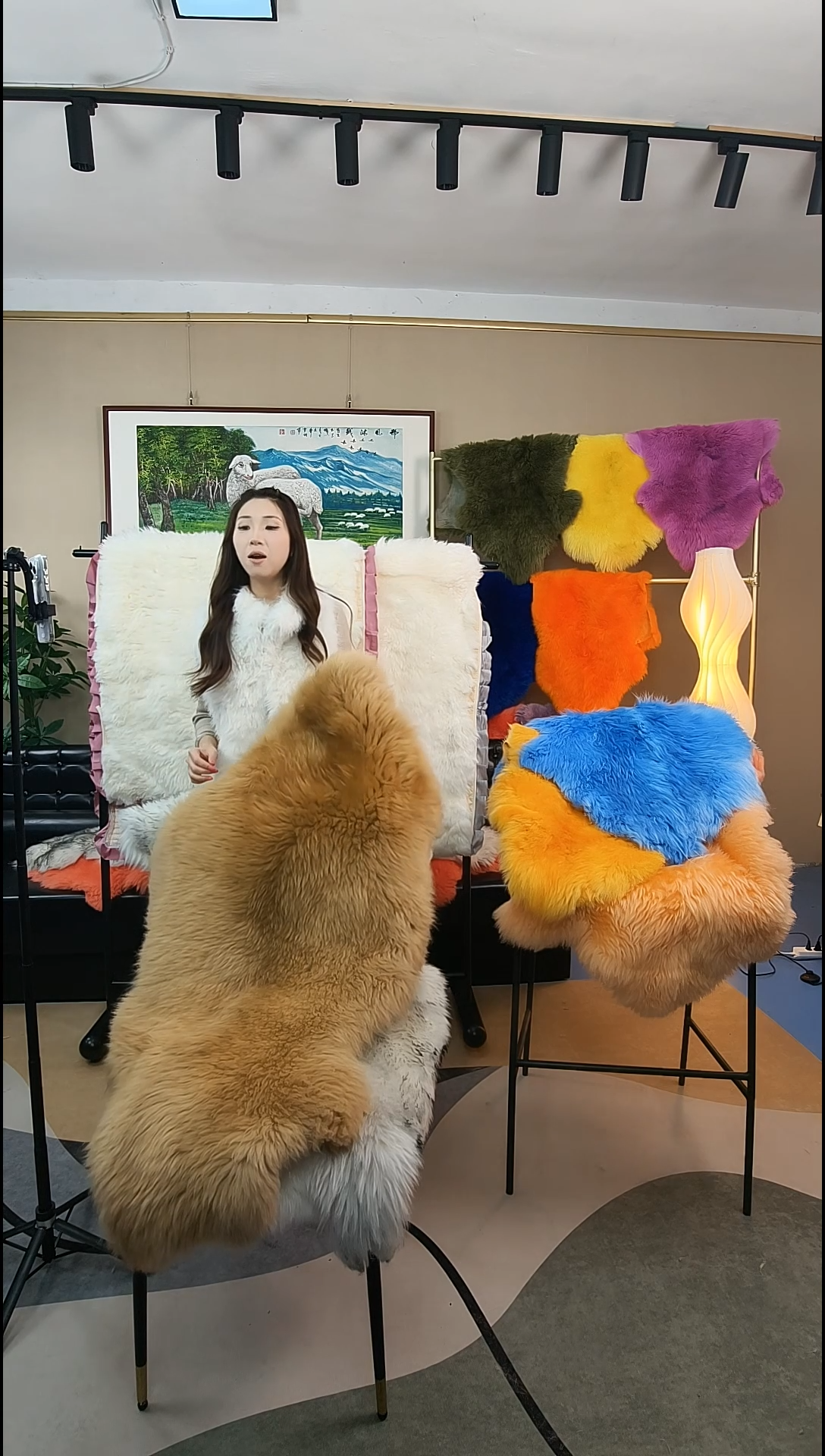 羊毛邢风沐绒纯羊毛皮沙发垫（白色50cm*100cm）