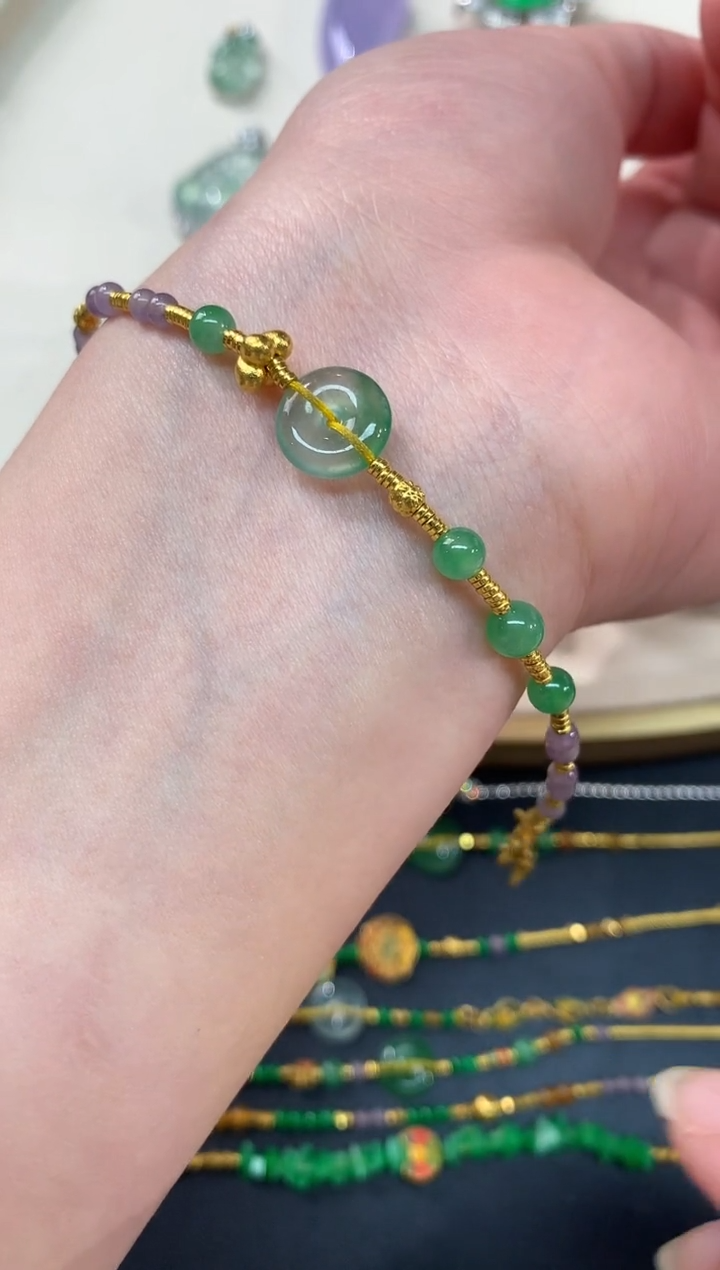 【闪购商品】翡翠手链足金镶嵌A39|16800