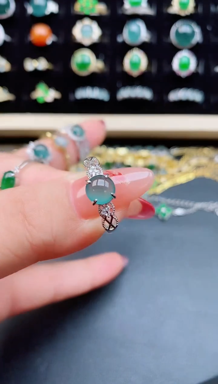 【闪购商品】翡翠戒指银S925镶嵌508550