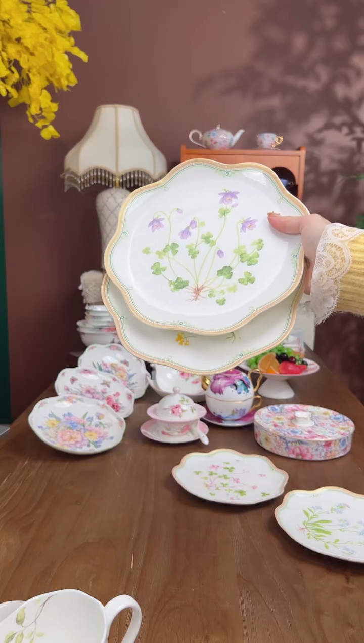 【闪购商品】瓦当香草8英寸浅盘2个（黄色，紫色）