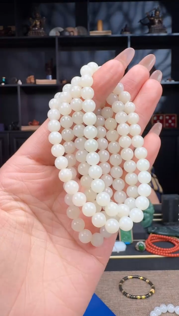 【闪购商品】和田玉1未镶嵌7mm米达108