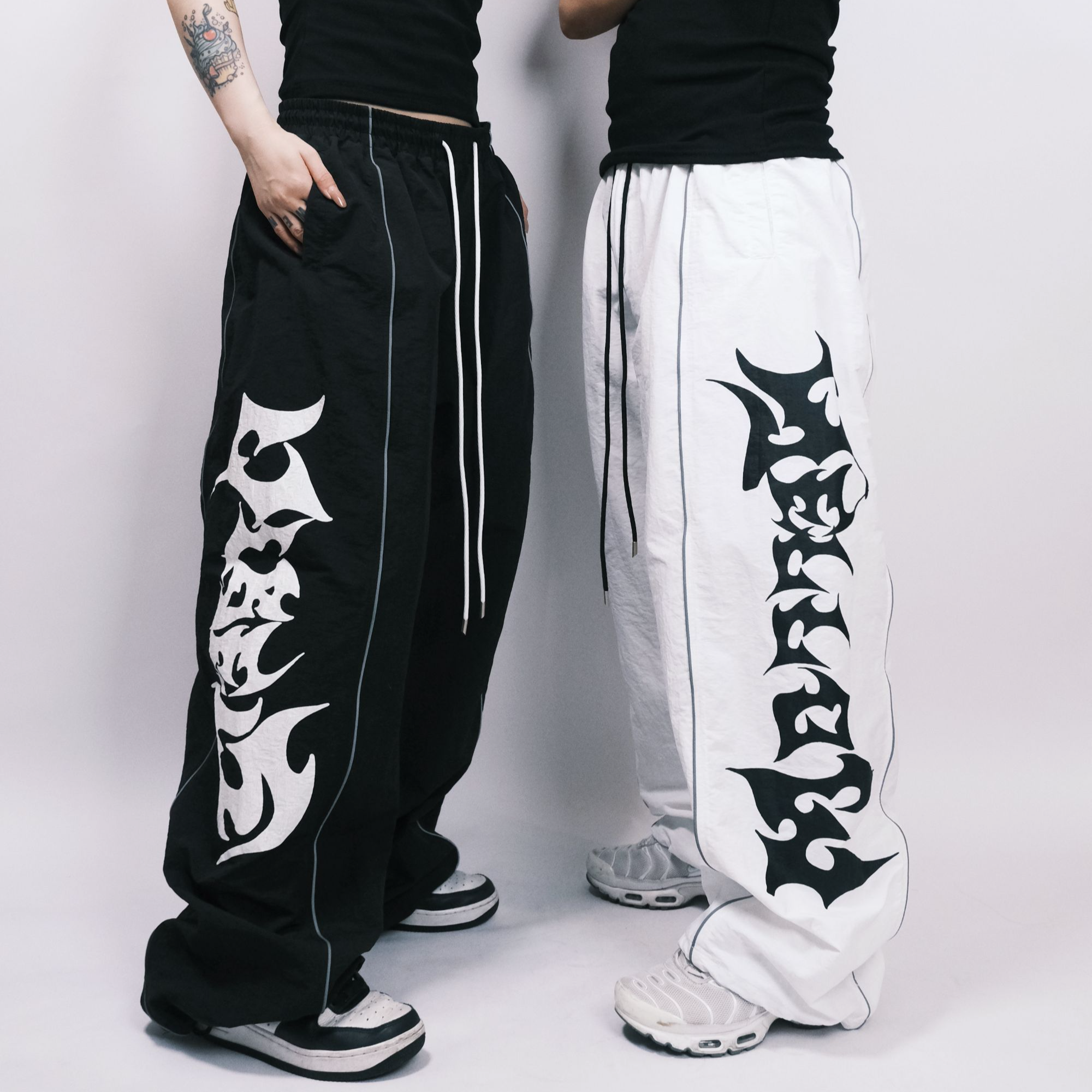 YellowVibes速干工装字母印花hiphop宽松直筒反光街头长裤