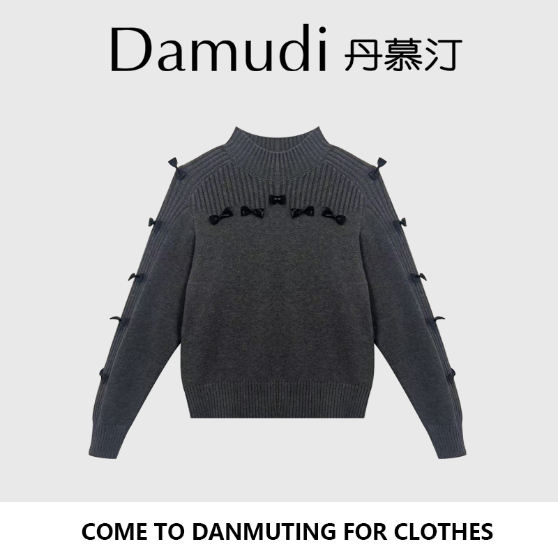 891-4136灰-针织常规款冬季落肩袖女毛针织衫衫百搭秋冬上衣毛衣