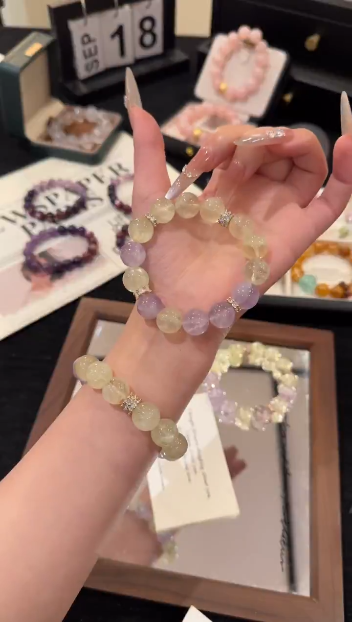 未镶嵌手链水晶紫黄x2276