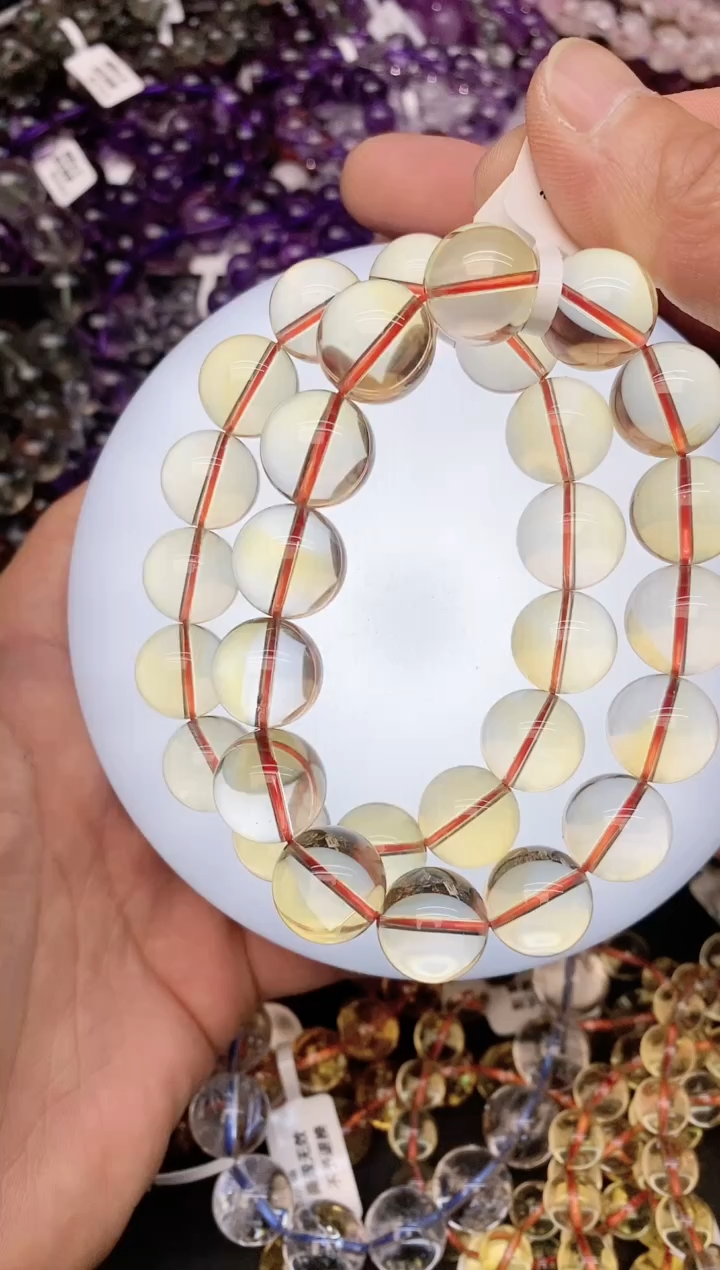 【闪购商品】水晶手链未镶嵌b102全净黄水晶14mm+多样性发其一