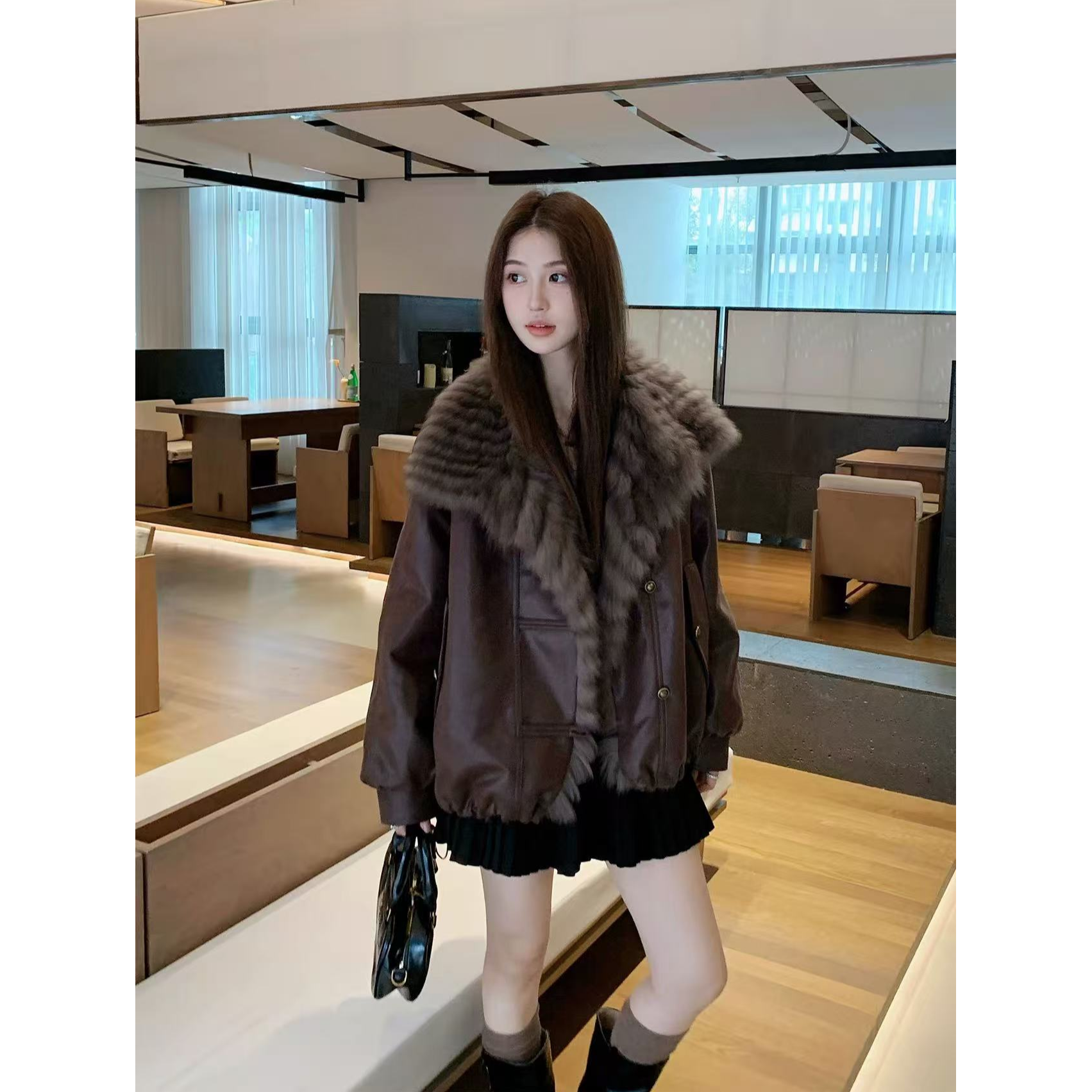 两面穿派克服女短款新款冬季外套