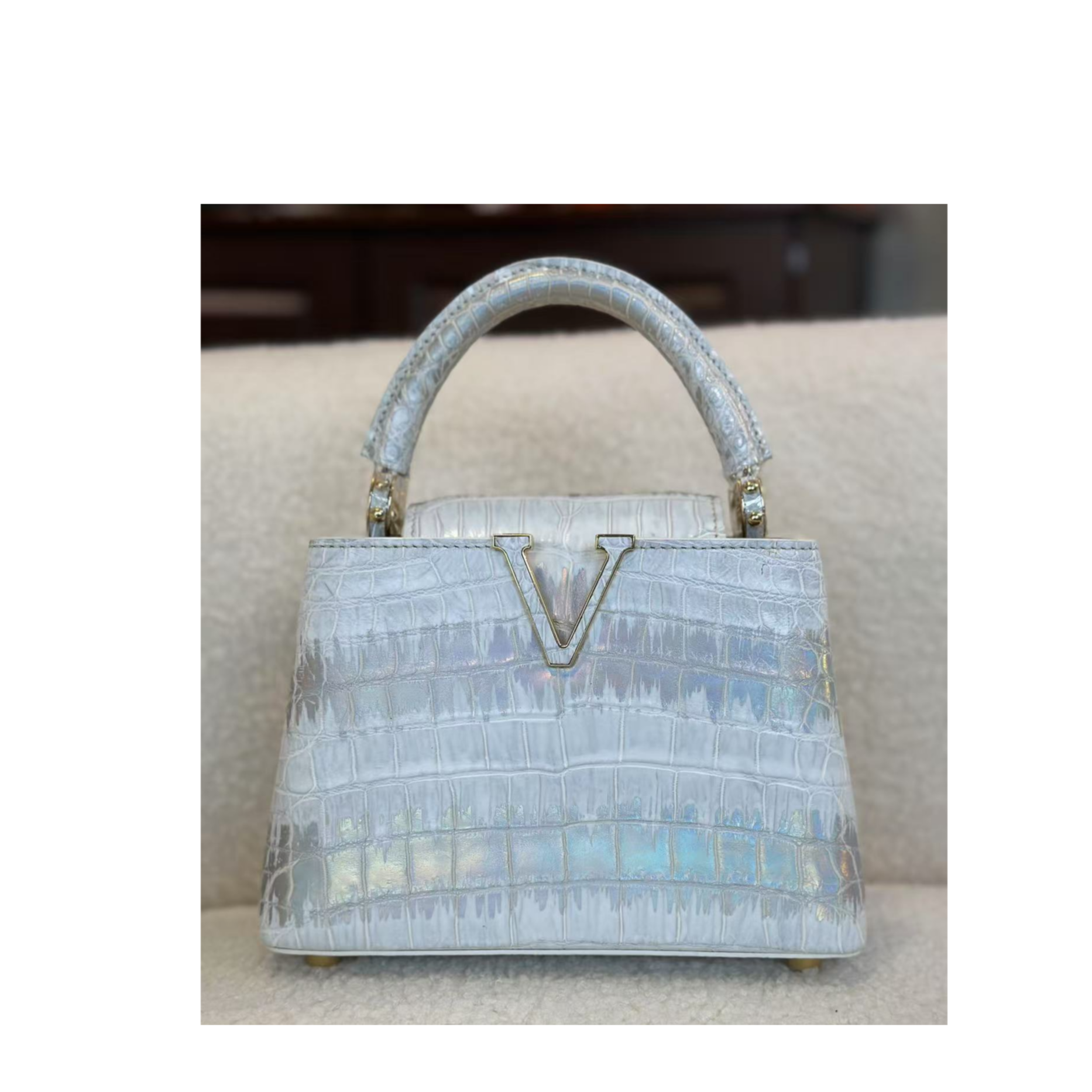 小薇炫彩鳄鱼稀有皮系列-轻奢时尚气质女士手提包