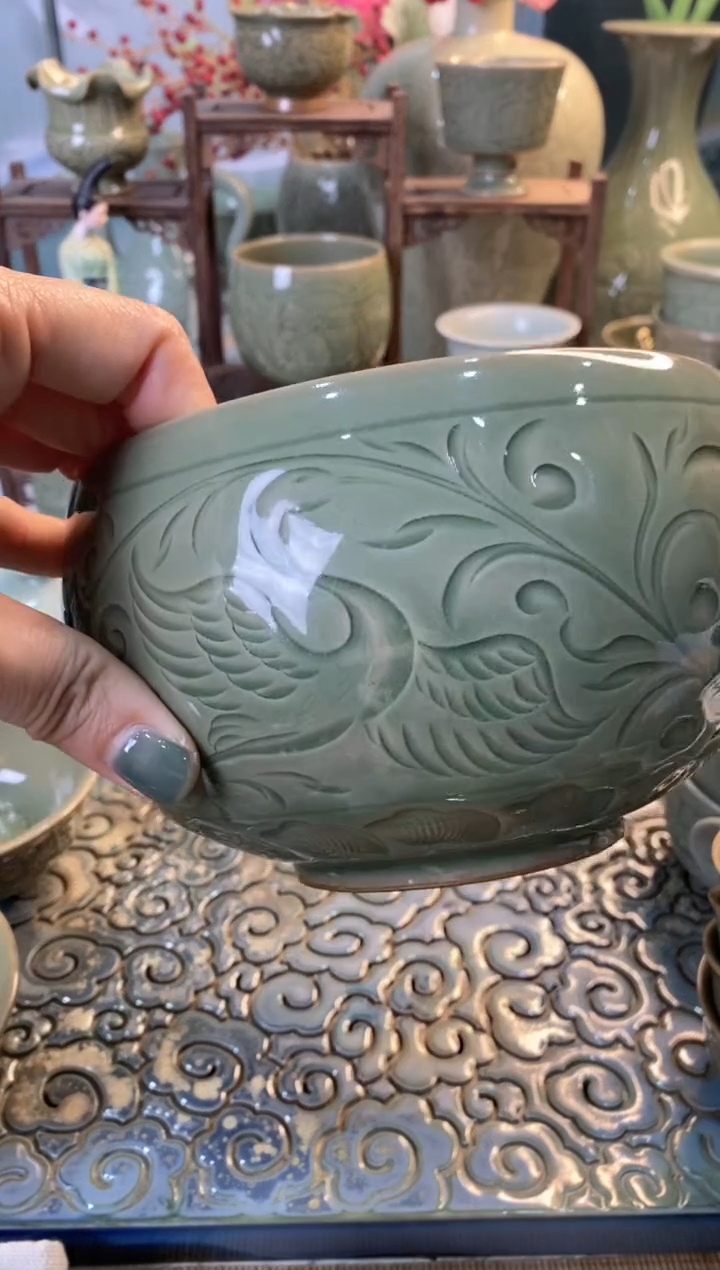 【闪购商品】新品 手工刻 花钵900123