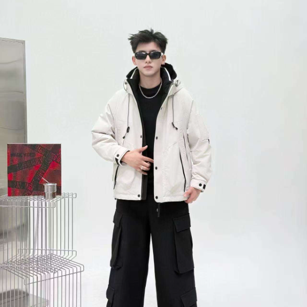 JF   2025冬季男士新款时尚潮流设计百搭工装冲锋衣羽绒服  8028