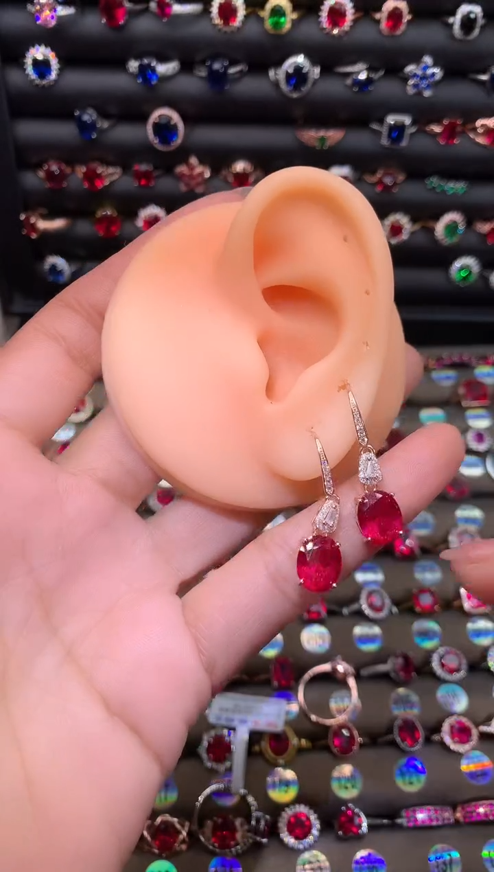 【闪购商品】红宝石耳饰银S925镶嵌1