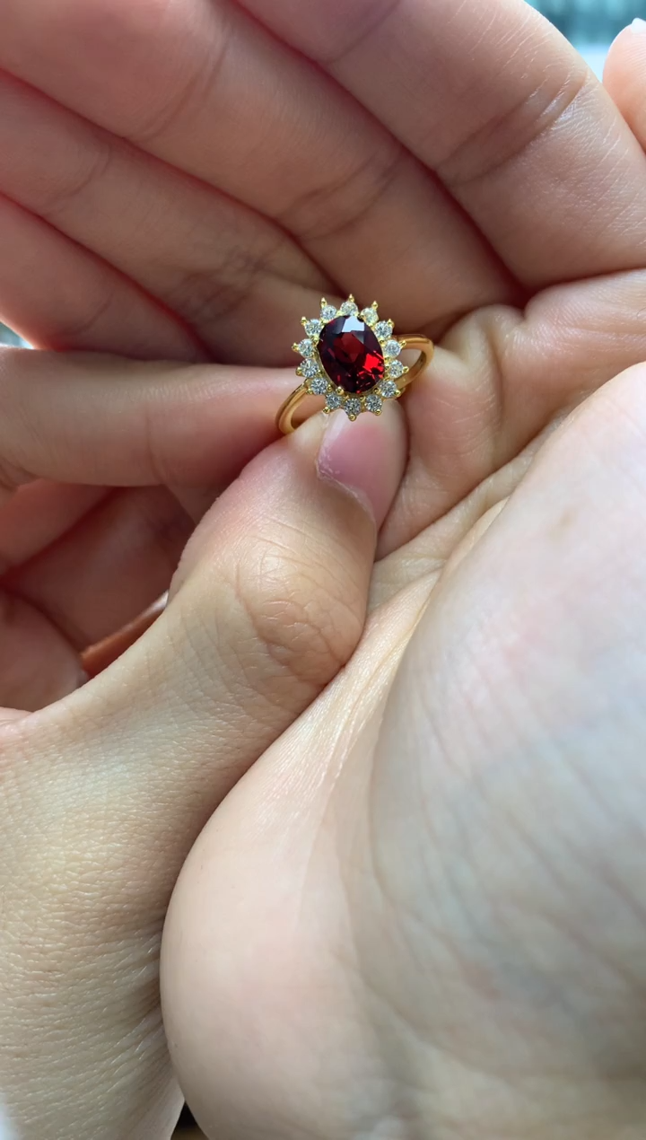 银S925镶嵌戒指石榴石J