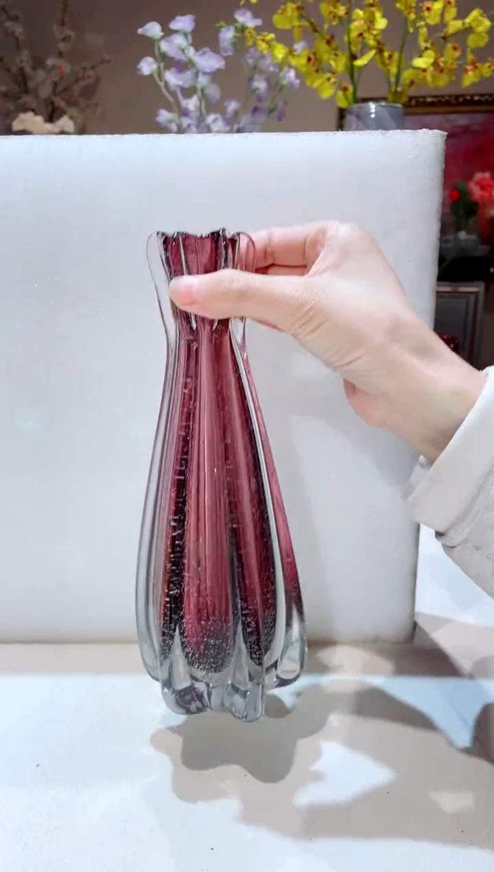 【闪购商品】琉璃手工艺品紫金细口小花瓶 微瑕