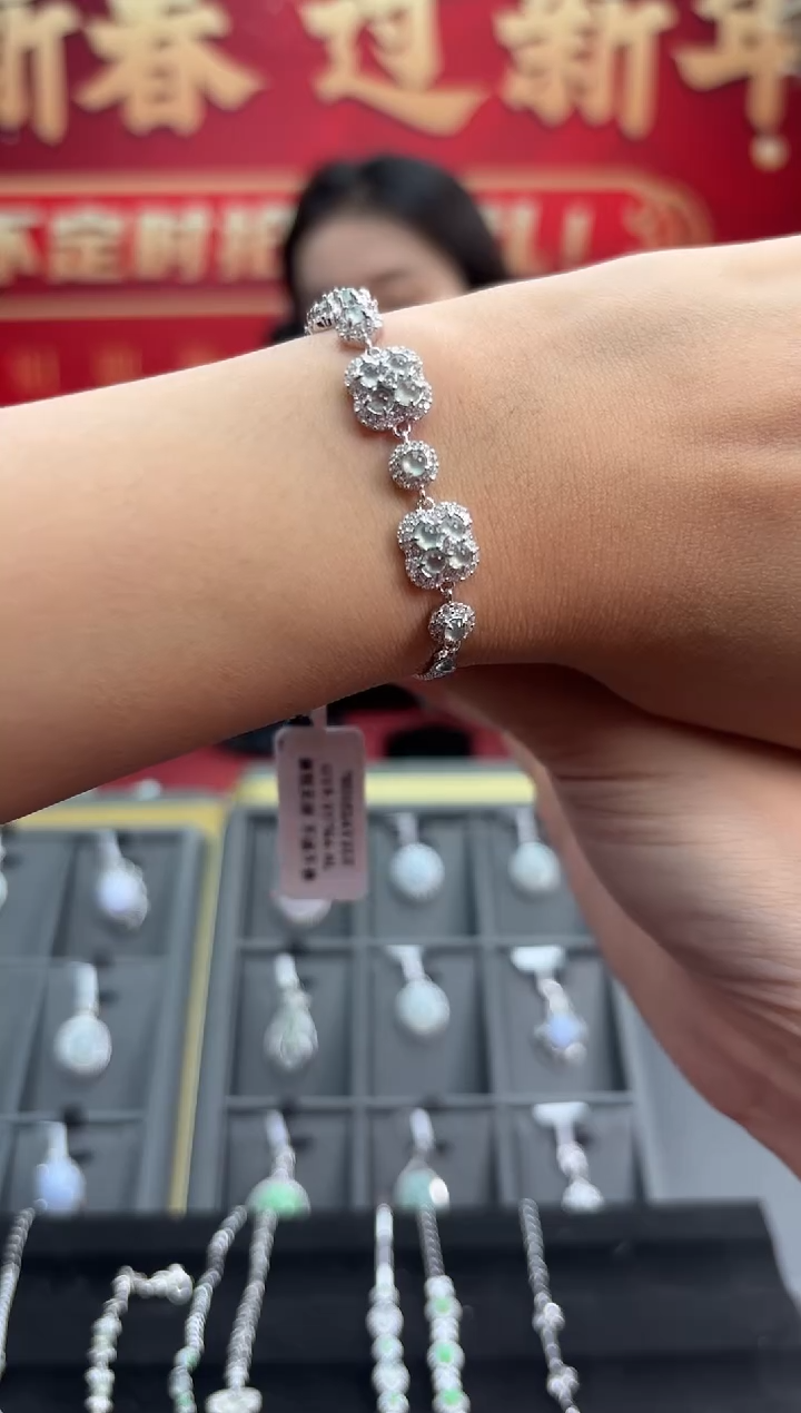 【闪购商品】翡翠手链银S925镶嵌580953/手链