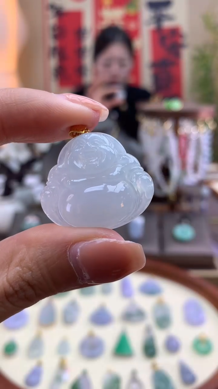 【闪购商品】翡翠颈饰18K金镶嵌佛公