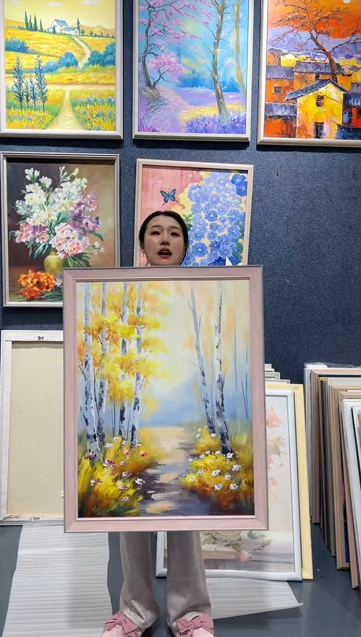 【闪购商品】油画60号 60*80 白杨-手绘油画