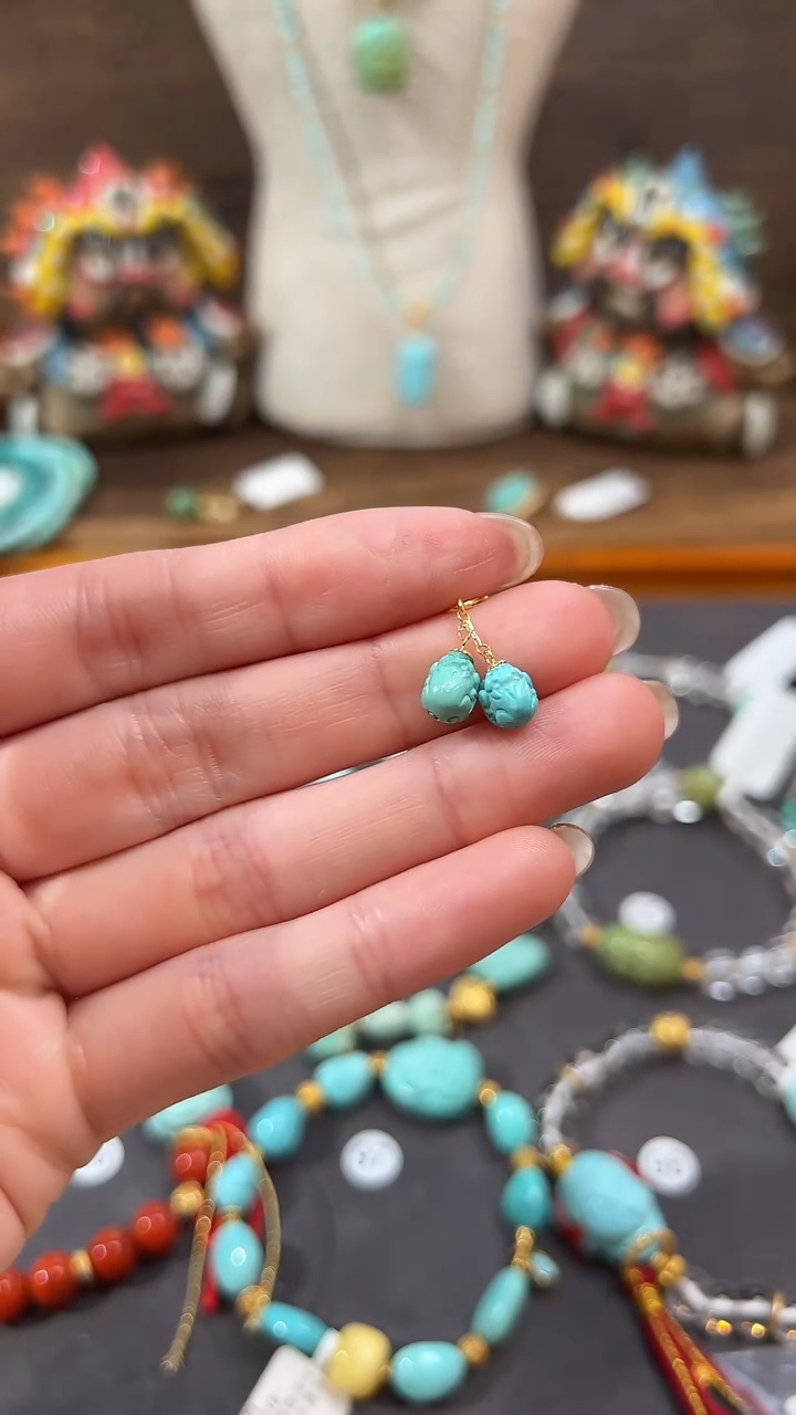 【闪购商品】绿松石提溜18K金镶嵌绿松石提溜