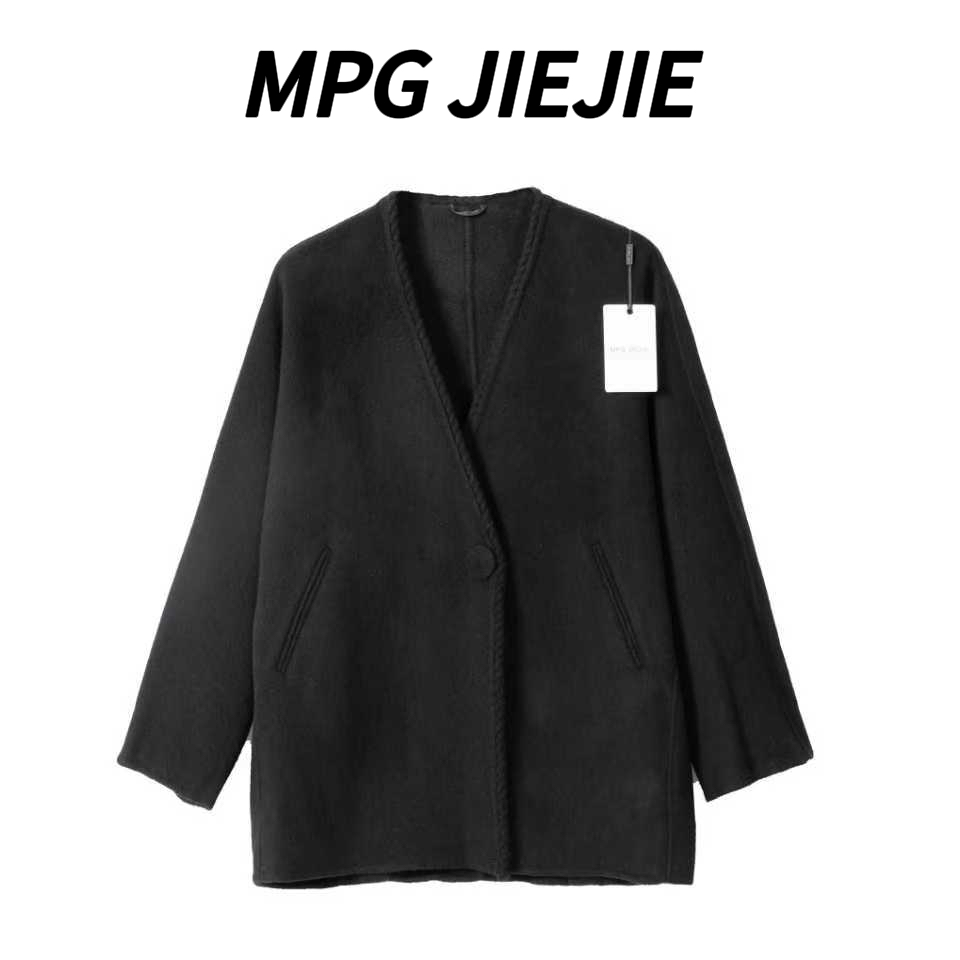 MPG JIEJIE【柏林往事】25秋冬麻花纹理拼接大码外套大衣
