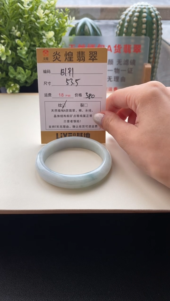 未镶嵌手镯翡翠圈口53.5编码B191