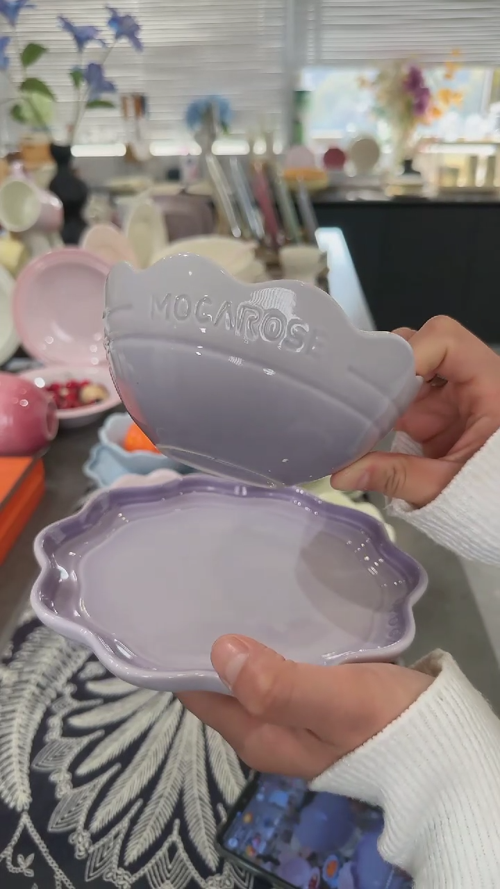 【闪购商品】瓷炻彩花边碗14CM-香芋紫