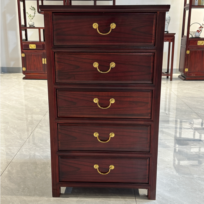 《兰雅》中式红木黑酸枝精品直角五斗柜收纳柜储物柜