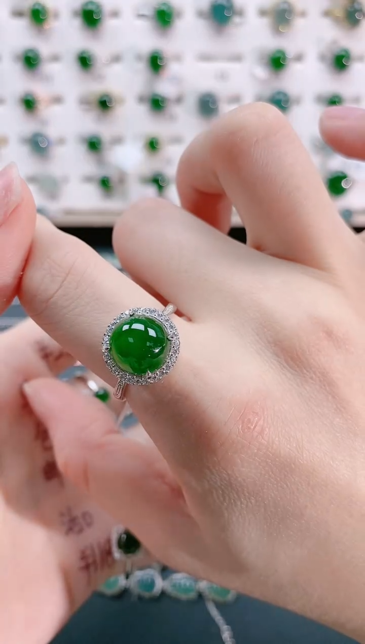 【闪购商品】翡翠戒指银S925镶嵌天然翡翠