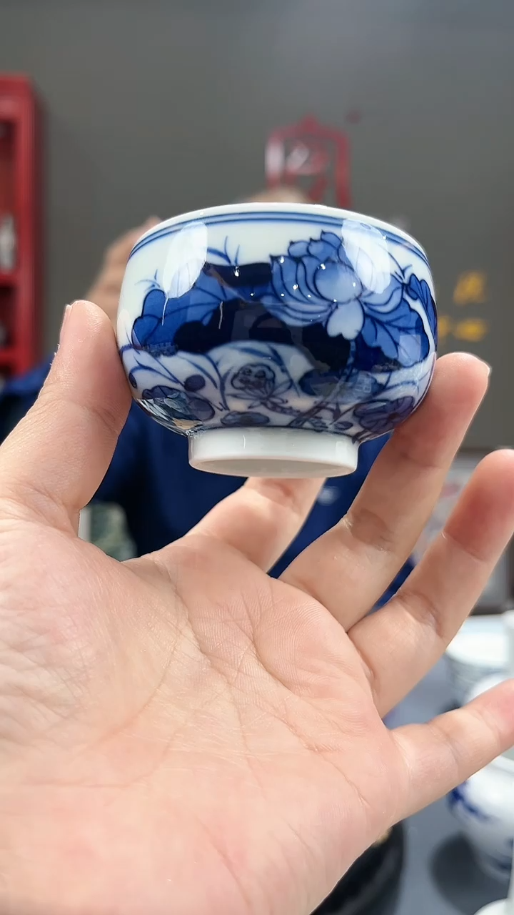 【闪购商品】官窑瓷画院677官窑瓷画院荷花主人杯