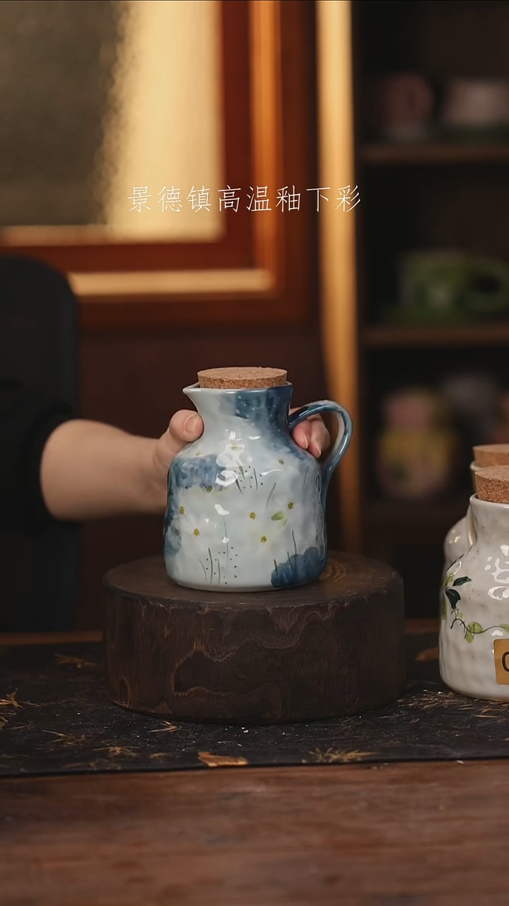 陶瓷景德镇高温釉下手绘陶瓷@L677@