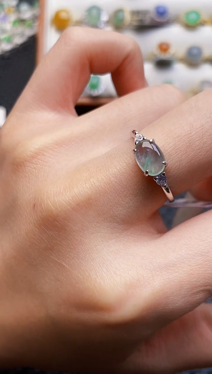 银S925镶嵌戒指翡翠3313