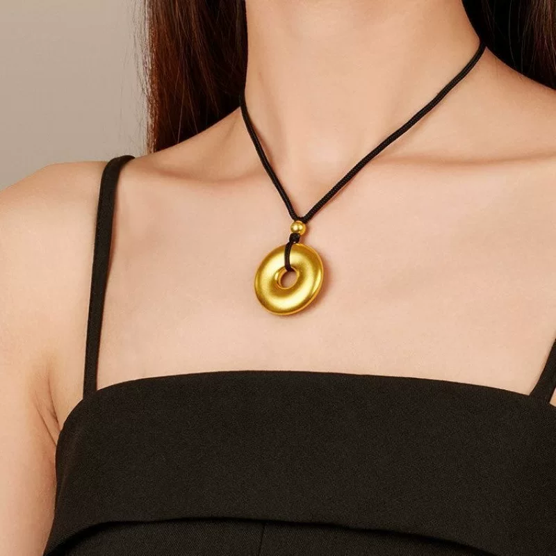 合金吊坠 古法工艺实心光面平安扣男女同款