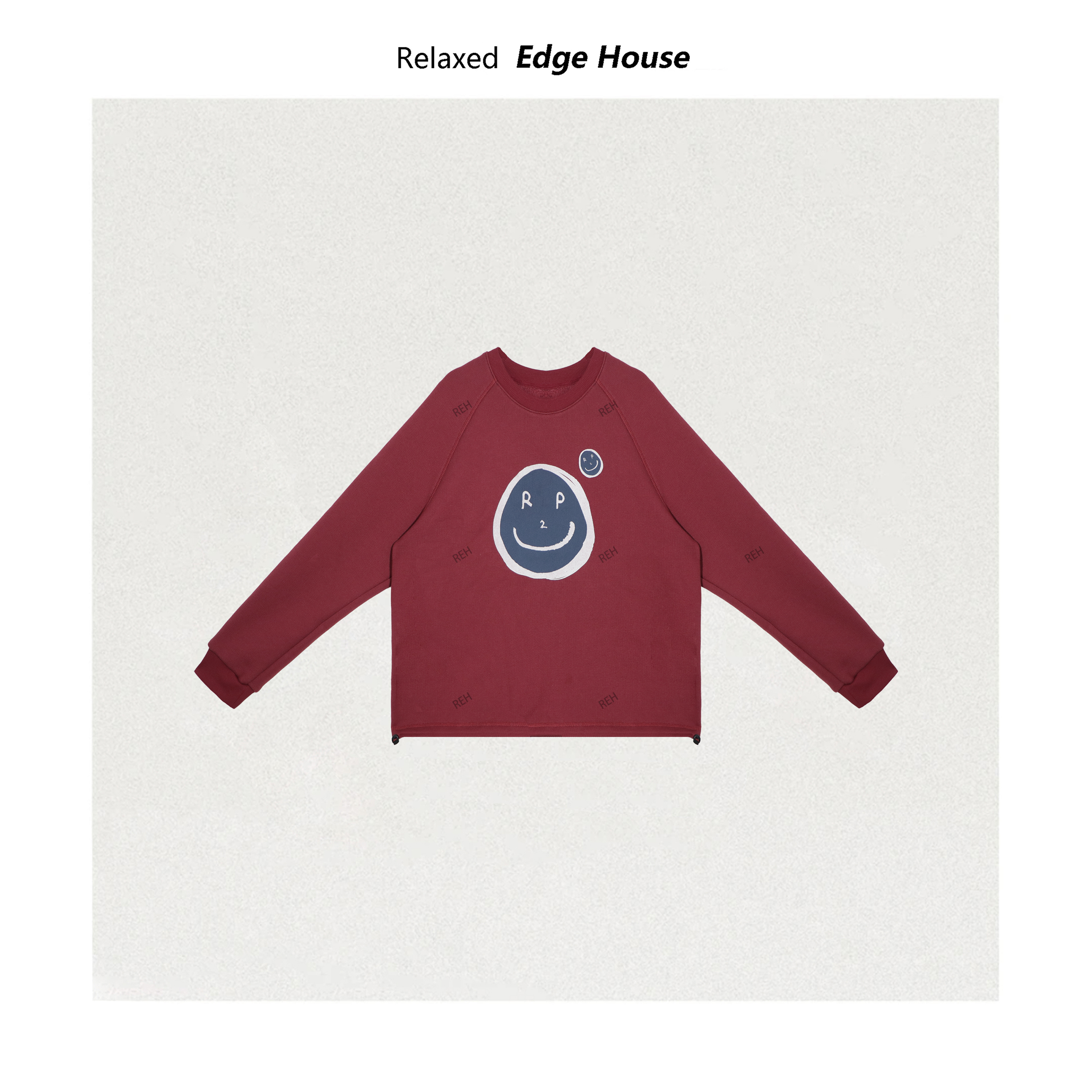 【嘻嘻家】红色笑脸   25秋冬女士印花套头加绒圆领卫衣