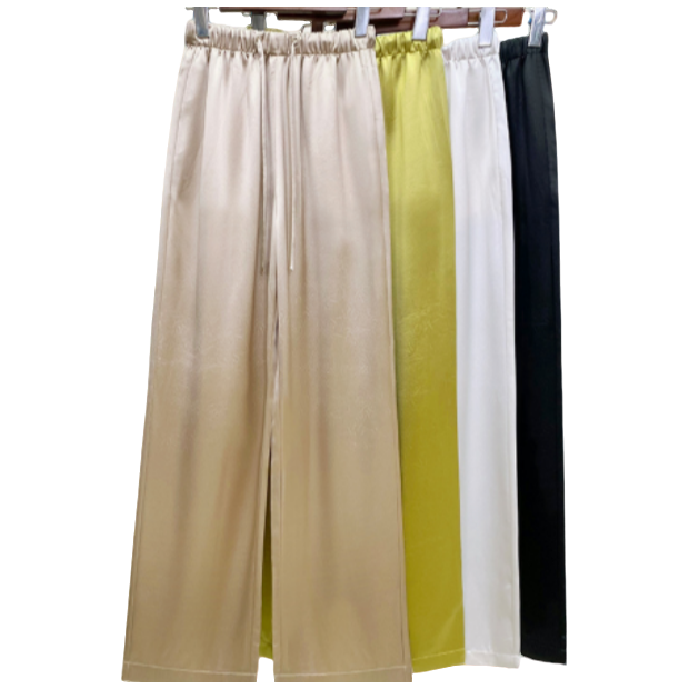 夏季桑蚕丝直筒休闲居家长裤弹力薄款户外