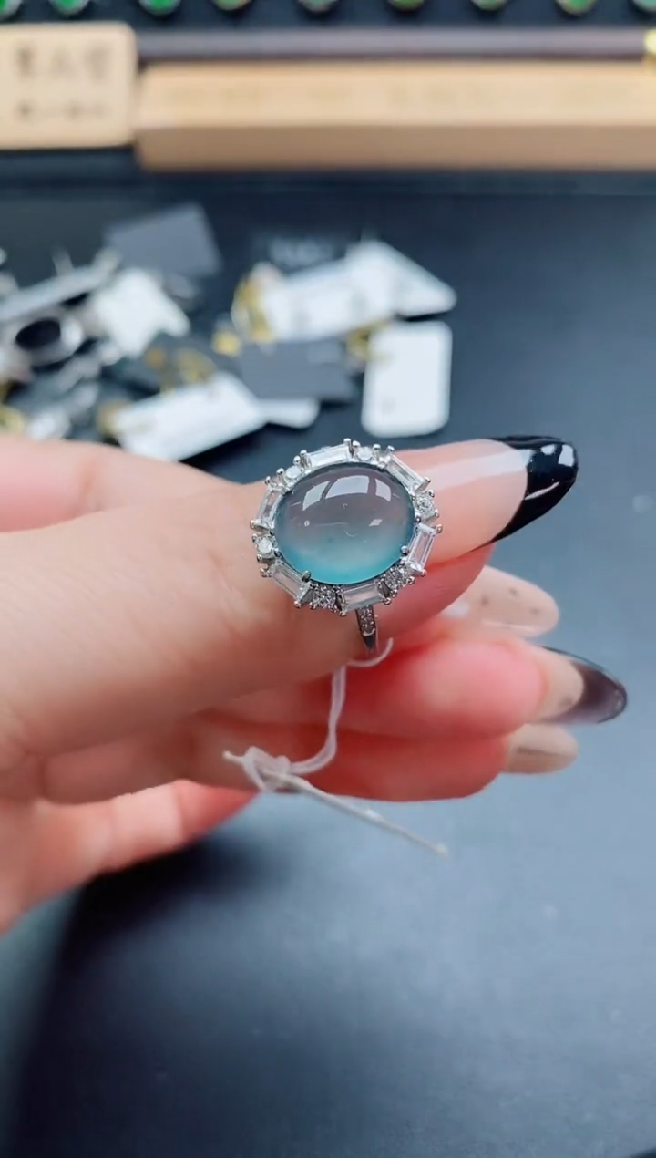 银S925镶嵌戒指翡翠1