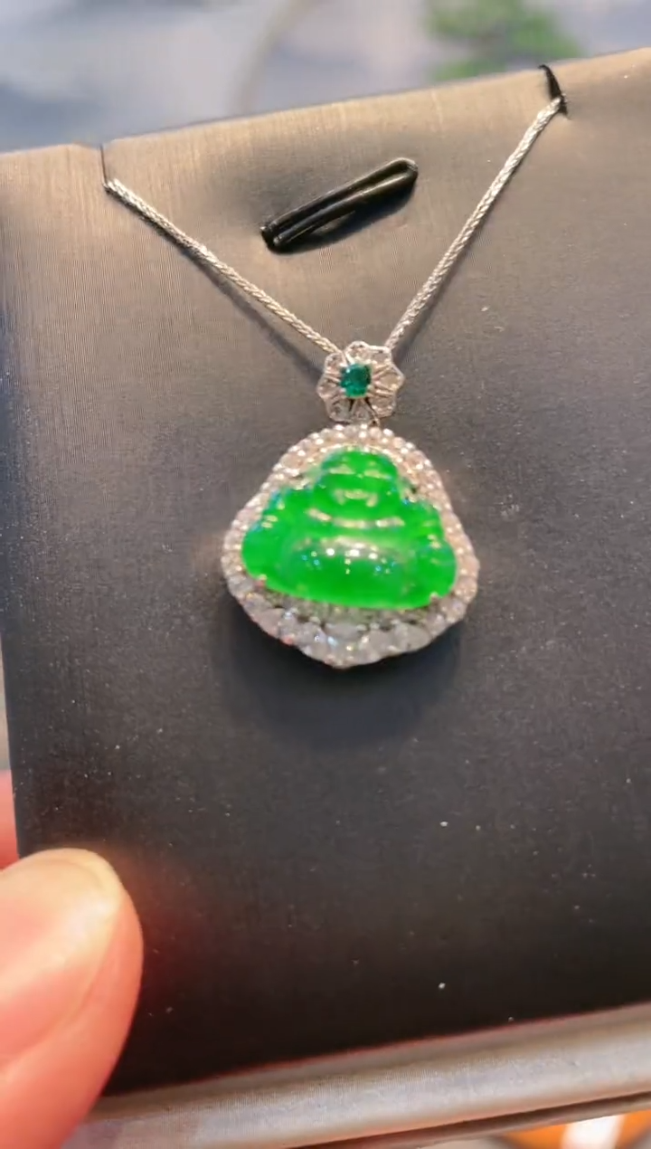 翡翠银S925镶嵌吊坠(不含链)天然A货翡翠A63