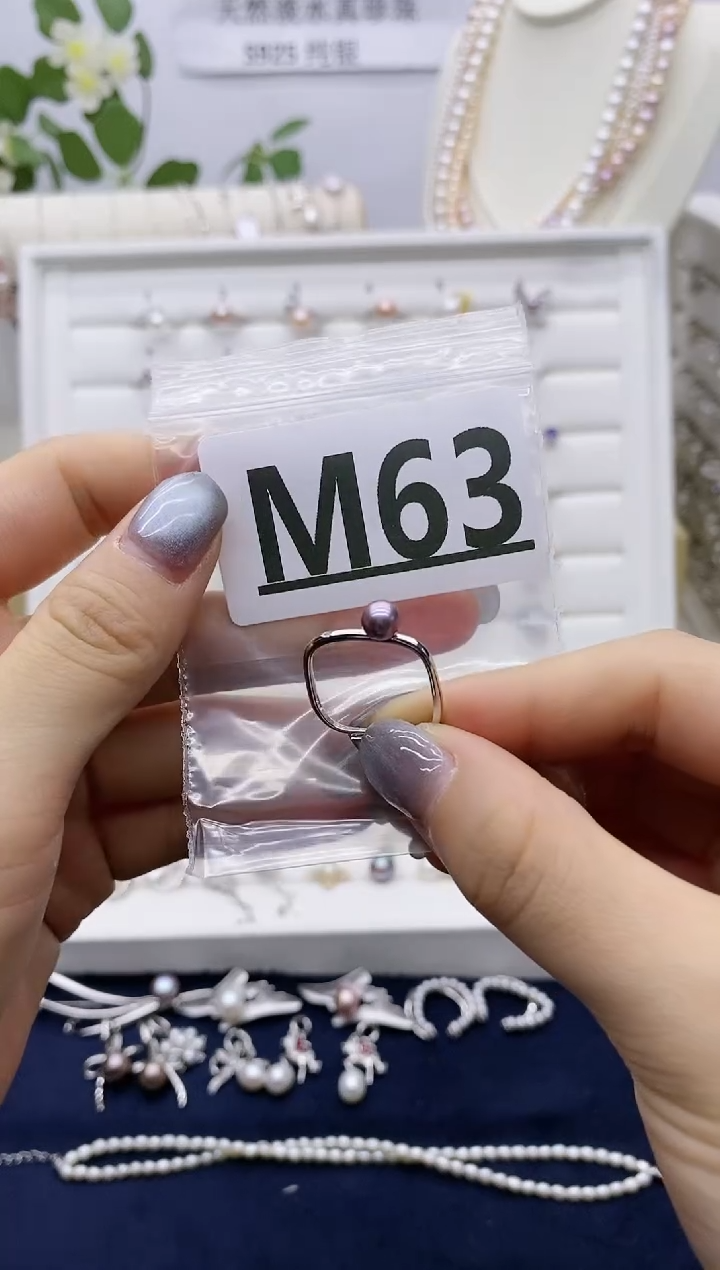 银S925镶嵌无淡水珍珠圈*️M63
