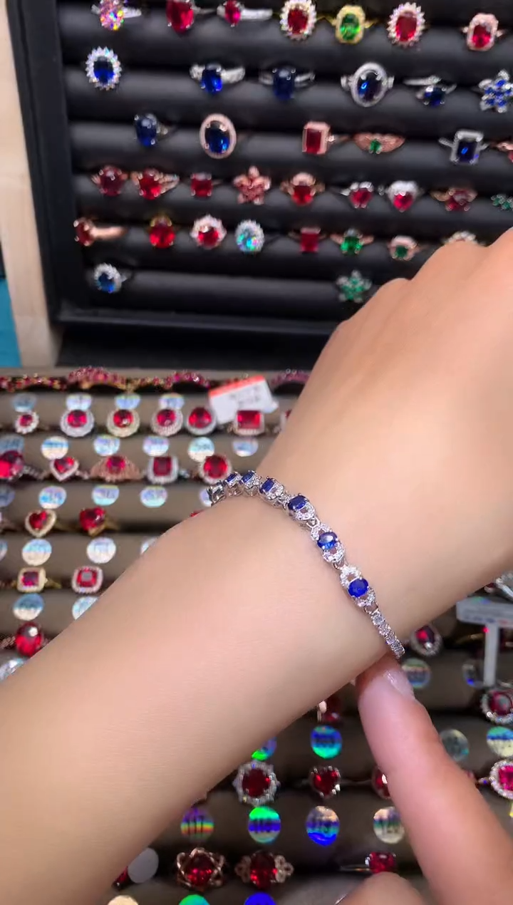 【闪购商品】蓝宝石手链银S925镶嵌1