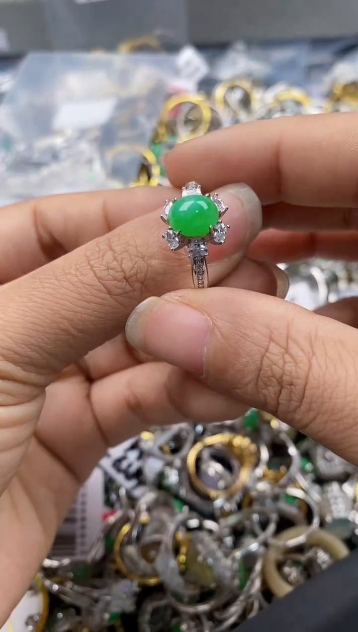 银S925镶嵌戒指翡翠888---7
