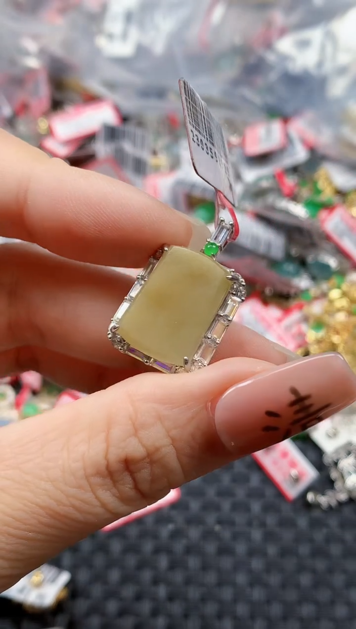 银S925镶嵌戒指翡翠天然A货缅甸翡翠